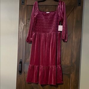 LC Lauren Conrad Velvet women Dress in Deep Red